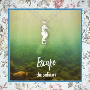 🌸 SEAHORSE SILVER NECKLACE NOTE CARD MERMAID BOHO